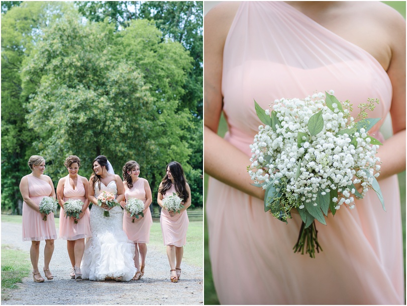 pink and white soft colors for the bridesmaids