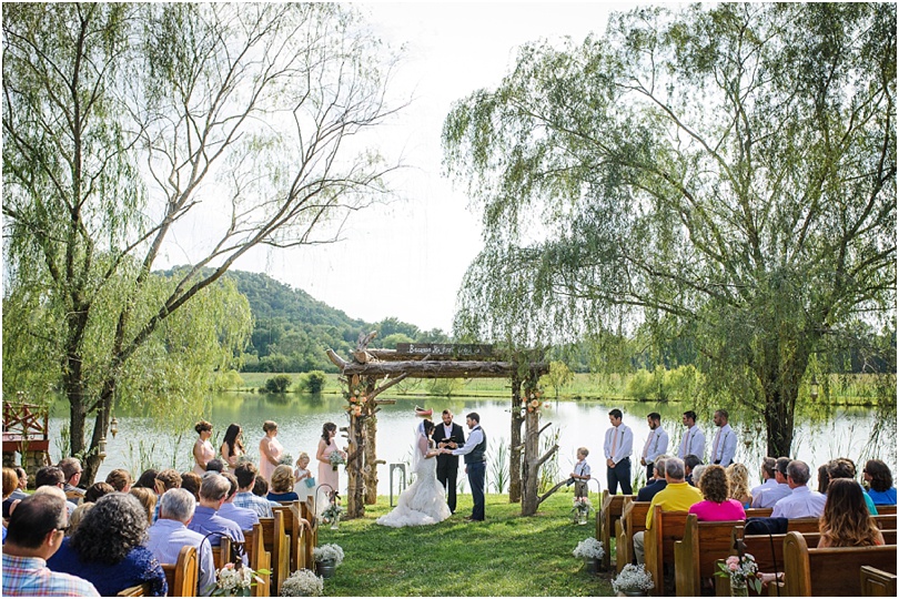 southern wedding ceremony along a scenic lake