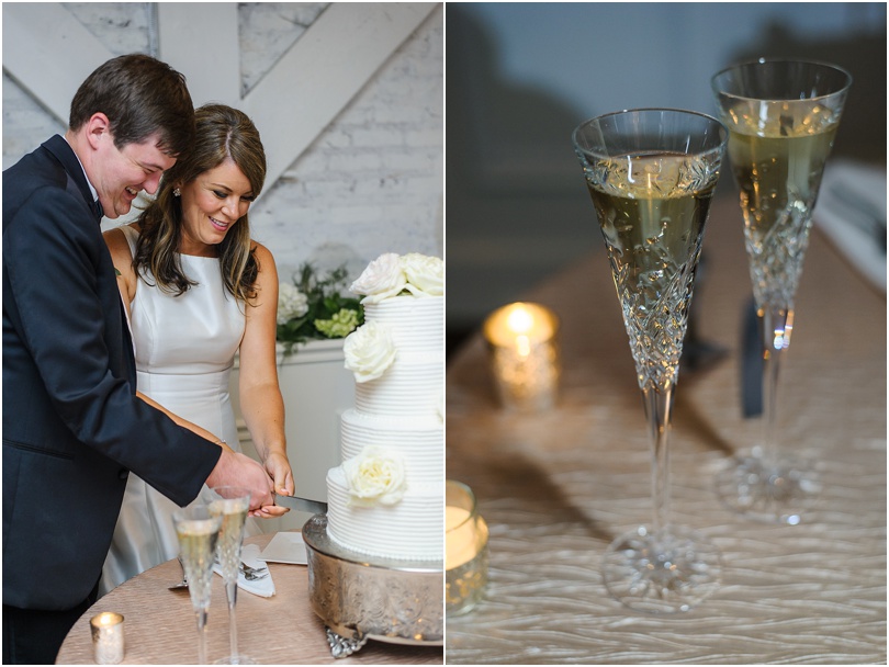 cutting the cake and drinking champagne at your wedding - vintage glasses