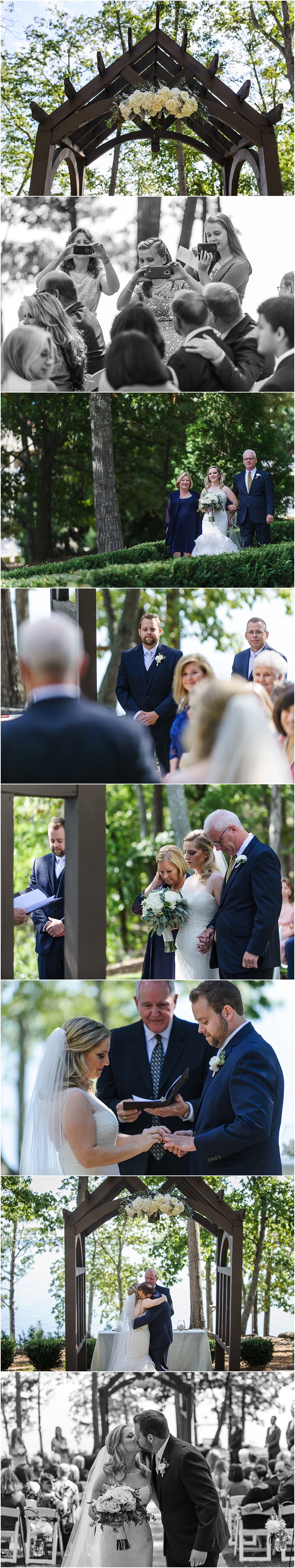 We were just on time for the ceremony! The couple exchanged vows under a wooden arch decorated in florals